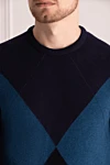 Pringle of Scotland Blue wool sweater for men - Diamond pattern. 100% wool. Country of manufacture: Italy. Care: specialized cleaning - photo 5