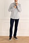 Blue cotton shirt for men Gucci - small check. 100% cotton. Closure: buttons. Country of manufacture: Italy. Care: specialized cleaning - photo 2