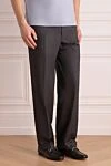 Brioni Брюки из шерсти и шелка серые мужские - защипы. 85% шерсть, 15% шелк. пуговица, молния. карман под поясом, два боковых кармана, два кармана сзади с клапанами на пуговицах. Страна производитель: Италия. Уход: специализированная чистка - фото 3