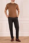 Штани із вовни сірі чоловічі Brioni - защіпи, візерунок клітка. 100% вовна. гудзик, блискавка. кишеня під поясом, дві бічні кишені, дві кишені ззаду з клапанами на гудзиках. Країна виробник: Італія. Догляд: спеціалізоване чищення - фото 2
