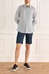 Blue cotton and cashmere shorts for men Canali - 94% cotton, 6% cashmere. lining details: 100% cotton. Fastener: zipper, button. Three side pockets, two back pockets. Country of manufacture: Italy. Care: specialized cleaning - photo 2