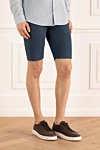 Canali Blue cotton and cashmere shorts for men - 94% cotton, 6% cashmere. lining details: 100% cotton. Fastener: zipper, button. Three side pockets, two back pockets. Country of manufacture: Italy. Care: specialized cleaning - photo 3