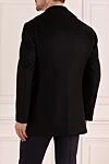 Пальто из шерсти, полиамида и кашемира черное мужское Armani - 75% шерсть, 15% полиамид, 10% кашемир. Пуговицы. Два боковых кармана, два внутренних кармана. 100% полиэстер. Страна производитель: Италия. Уход: специализированная чистка - фото 4