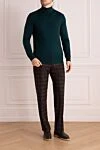 Брюки из шерсти и эластана коричневые мужские Armani - узор клетка. 97% шерсть, 3% эластан. молния, пуговицы. два боковых кармана, два кармана сзади на пуговицах. Страна производитель: Италия. Уход: специализированная чистка - фото 2