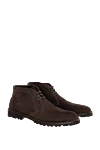 A.Testoni Brown suede men's boots - 100% suede, 100% fur. Lace-up. Shaft height: 12 cm. Sole Height: 2 cm. Polyurethane. Country of manufacture: Italy. Care: specialized cleaning - photo 3