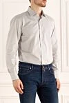 Canali Gray cotton shirt for men - check pattern. 100% cotton. Closure: buttons. Country of manufacture: Italy. Care: specialized cleaning - photo 3