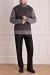 Men's golf from wool and acrylic gray Dolce & Gabbana - Contrasting inserts. High neck. 95% wool, 5% acrylic. Country of manufacture: Italy. Care: specialized cleaning - photo 2
