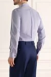 Рубашка из хлопка синяя мужская Dolce & Gabbana - декоративная планка. 100% хлопок. пуговицы. Страна производитель: Италия. Уход: специализированная чистка - фото 4