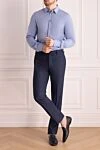 Blue cotton shirt for men Dolce & Gabbana - small dotted pattern. 100% cotton. Closure: buttons. Country of manufacture: Italy. Care: specialized cleaning - photo 2