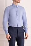Dolce & Gabbana Blue cotton shirt for men - small dotted pattern. 100% cotton. Closure: buttons. Country of manufacture: Italy. Care: specialized cleaning - photo 3