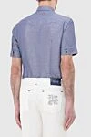 Dolce & Gabbana Blue cotton and linen shirt for men - two chest pockets. 50% cotton, 50% linen. Closure: buttons. Country of manufacture: Italy. Care: specialized cleaning - photo 3