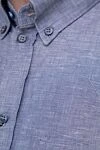 Blue cotton and linen shirt for men Dolce & Gabbana - two chest pockets. 50% cotton, 50% linen. Closure: buttons. Country of manufacture: Italy. Care: specialized cleaning - photo 4