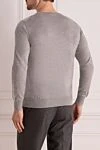 Джемпер з кашеміру та шовку сірий чоловічий Brioni - Візерунок ромби. 70% кашемір, 30% шовк. Країна виробник: Италия. Догляд: спеціалізоване чищення - фото 4