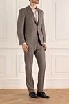 Brioni Костюм мужской из шерсти бежевый - Шлица. 100% шерсть. Пуговицы, крючок. Нагрудный карман, два кармана с клапанами. Карманы (внутренние): Три кармана. Два боковых кармана, два кармана сзади на пуговицах. 100% купро. Страна производитель: Италия. Уход: специализированная чистка - фото 3