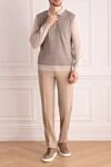 Штани бежеві чоловічі Brioni - защипи. 85% вовна, 10% кашемір, 5% шовк. гудзик, блискавка. кишеня під поясом, дві бічні кишені, дві кишені ззаду з клапанами на гудзиках. Країна виробник: Італія. Догляд: спеціалізоване чищення - фото 2