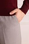 Brioni Брюки из шерсти серые мужские - 99% шерсть, 1% эластан. пуговица, молния, крючок. два боковых кармана, два кармана сзади. Страна производитель: Италия. Уход: специализированная чистка - фото 5