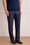 Brioni Штани з вовни та шовку сірі чоловічі - 85% вовна, 15% шовк. гудзик, блискавка, гачок. дві бічні кишені, дві кишені ззаду. Країна виробник: Італія. Догляд: спеціалізоване чищення - фото 3