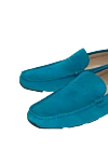 Armani Moccasins for men made of blue leather - Stitching, logo embossing. 100% leather. Interior: Leather. Insole: Leather. Outsole: Other materials. Country of manufacture: Italy. Care: specialized cleaning - photo 5