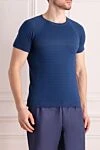John Smedley Футболка з бавовни синя чоловіча - 100% бавовна. Країна виробник: Італія. Догляд: спеціалізоване чищення - фото 3