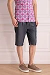 Dolce & Gabbana Blue silk and cotton shorts for men - 56% silk, 44% cotton. Closure: button, zipper, drawstring. Three side pockets, one back pocket. Country of manufacture: Italy. Care: specialized cleaning - photo 3