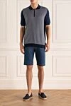 Шорты из хлопка и льна мужские синие Canali - 60% хлопок, 40% лён. пуговица, молния . Карманы два кармана спереди, два сзади. Страна производитель: Италия. Уход: специализированная чистка - фото 2