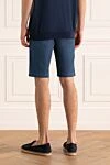 Шорты из хлопка и льна мужские синие Canali - 60% хлопок, 40% лён. пуговица, молния . Карманы два кармана спереди, два сзади. Страна производитель: Италия. Уход: специализированная чистка - фото 4