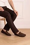 Men's suede moccasins brown Canali - Firmware. 100% suede. Interior: Leather. Insole: Leather. Outsole: Other materials. Country of manufacture: Italy. Care: specialized cleaning - photo 2
