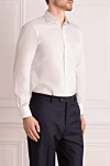 Canali Рубашка из хлопка белая мужская - 100% хлопок. пуговицы. Страна производитель: Италия. Уход: специализированная чистка - фото 3