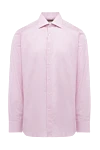 Canali Рубашка из хлопка розовая мужская розовая - узор мелкая клетка. 100% хлопок. пуговицы. Страна производитель: Италия. Уход: специализированная чистка - фото 1