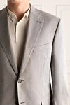Canali Men's suit made of cotton and elastane gray - Slit. 98% cotton, 2% elastane. Closure: Buttons, hook. Chest pocket, two flap pockets. Three pockets. Two side pockets, two back pockets with buttons. Lining: 100% cupro. Country of manufacture: Italy. Care: specialized cleaning - photo 5