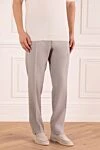 Canali Gray wool pants for men - tucks. 100% wool. Closure: button, zipper. two side pockets, two back with buttons. Lining: Detail lining 100% cotton. Country of manufacture: Italy. Care: specialized cleaning - photo 3