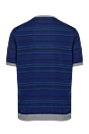 Blue cotton T-shirt for men Drumohr - stripe pattern. V-neck, contrast trim. 100% cotton. Country of manufacture: Italy. Care: specialized cleaning - photo 6