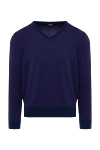 Drumohr Blue cotton jumper for men - Neckline. 100% cotton. Country of manufacture: Italy. Care: specialized cleaning - photo 1