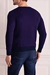 Blue cotton jumper for men Drumohr - Neckline. 100% cotton. Country of manufacture: Italy. Care: specialized cleaning - photo 4