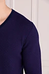 Drumohr Blue cotton jumper for men - Neckline. 100% cotton. Country of manufacture: Italy. Care: specialized cleaning - photo 5