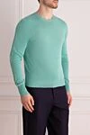 Drumohr Green cotton jumper for men - 100% cotton. Country of manufacture: Italy. Care: specialized cleaning - photo 3