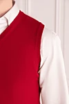 Panicale Men's woolen vest red - Neckline. 100% wool. Country of manufacture: Italy. Care: specialized cleaning - photo 5