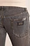 Dolce & Gabbana Blue cotton jeans for men - scuffed effect;. 100% cotton;. Fastener: button, zipper;. two side pockets in front, two in back;. Country of manufacture: Italy. Care: specialized cleaning - photo 5