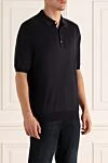 Colombo Black cotton polo shirt for men - 100% cotton. Buttons. Country of manufacture: Italy. Care: specialized cleaning - photo 3