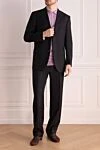 Men's suit made of wool, cashmere and silk black Brioni - Slit. 80% wool, 15% silk, 5% cashmere. Closure: Buttons, hook. Chest pocket, two flap pockets. Three pockets. Two side pockets, two back pockets with buttons. Lining: 100% cupro. Country of manufacture: Italy. Care: specialized cleaning - photo 2