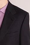 Brioni Men's suit made of wool, cashmere and silk black - Slit. 80% wool, 15% silk, 5% cashmere. Closure: Buttons, hook. Chest pocket, two flap pockets. Three pockets. Two side pockets, two back pockets with buttons. Lining: 100% cupro. Country of manufacture: Italy. Care: specialized cleaning - photo 5