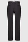 Black wool trousers for men Brioni - tucks. 98% wool, 2% elastane. Closure: button, zipper. two side pockets, two back pockets. Country of manufacture: Italy. Care: specialized cleaning - photo 6