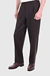 Brioni Брюки из шерсти коричневые мужские коричневые - защипы. 98% шерсть, 2% эластан. пуговица, молния. два боковых кармана, два кармана сзади с клапанами на пуговицах. Страна производитель: Италия. Уход: специализированная чистка - фото 3