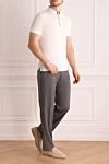 Штани з вовни та шовку сірі чоловічі Brioni - защипи. 95% вовна, 5% шовк. гудзик, блискавка. дві бічні кишені, дві кишені ззаду з клапанами на гудзиках. Країна виробник: Італія. Догляд: спеціалізоване чищення - фото 2