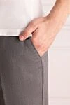 Brioni Штани з вовни та шовку сірі чоловічі - защипи. 95% вовна, 5% шовк. гудзик, блискавка. дві бічні кишені, дві кишені ззаду з клапанами на гудзиках. Країна виробник: Італія. Догляд: спеціалізоване чищення - фото 5