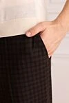 Brioni Штани з вовни коричневі - защіпи, візерунок клітка. 98% вовна, 2% еластан. гудзик, блискавка. дві бічні кишені, дві кишені ззаду з клапанами на гудзиках. Країна виробник: Італія. Догляд: спеціалізоване чищення - фото 5
