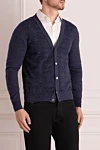 Brioni Кардиган мужской из шерсти синий - Фантазийный узор. 100% шерсть. Пуговицы. Страна производитель: Италия. Уход: специализированная чистка - фото 3