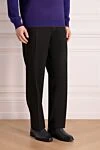 Canali Black wool pants for men - 100% wool. zipper, button. two front pockets two back pockets. Country of manufacture: Italy. Care: specialized cleaning - photo 3