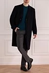 Пальто из шерсти и кашемира синее мужское Canali - 85% шерсть, 15% кашемир. Пуговицы. Два боковых кармана, два внутренних кармана. 100% нейлон. Страна производитель: Италия. Уход: специализированная чистка - фото 2