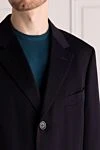 Canali Пальто из шерсти и кашемира синее мужское - 85% шерсть, 15% кашемир. Пуговицы. Два боковых кармана, два внутренних кармана. 100% нейлон. Страна производитель: Италия. Уход: специализированная чистка - фото 5